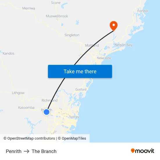 Penrith to The Branch map