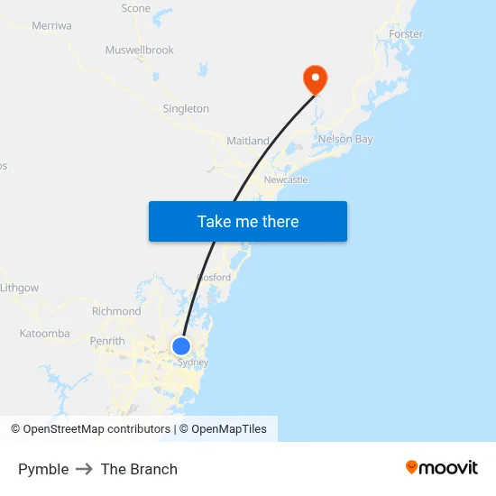 Pymble to The Branch map