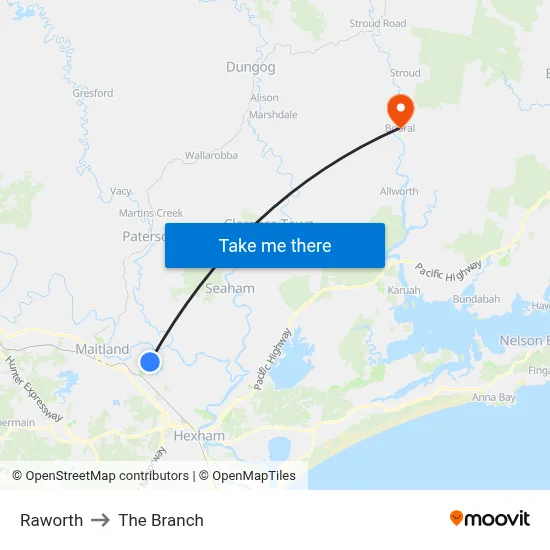 Raworth to The Branch map