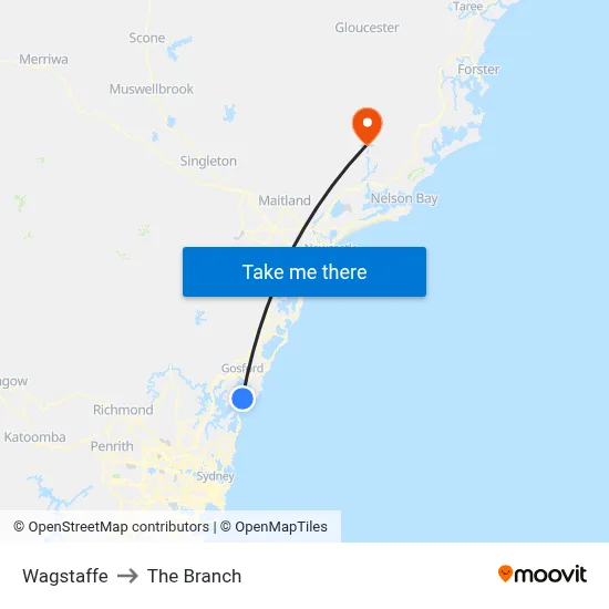 Wagstaffe to The Branch map