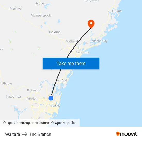 Waitara to The Branch map