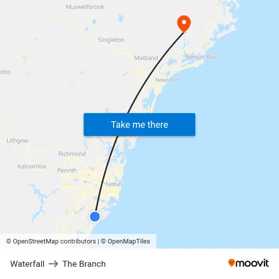 Waterfall to The Branch map