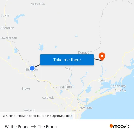Wattle Ponds to The Branch map