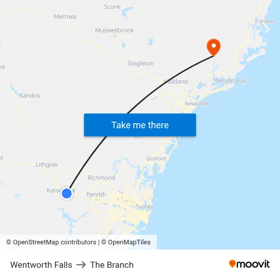 Wentworth Falls to The Branch map