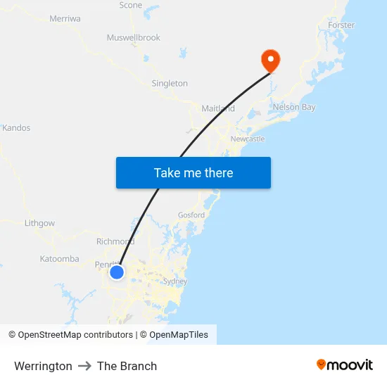 Werrington to The Branch map