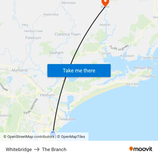 Whitebridge to The Branch map