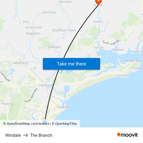Windale to The Branch map