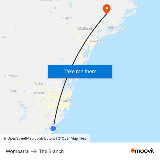 Wombarra to The Branch map