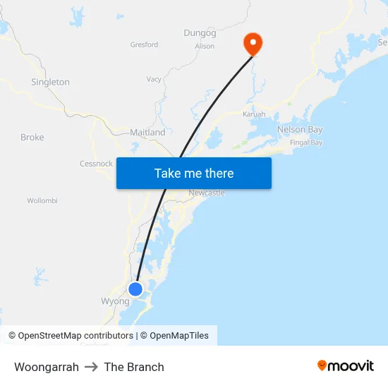 Woongarrah to The Branch map