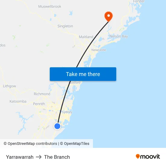 Yarrawarrah to The Branch map