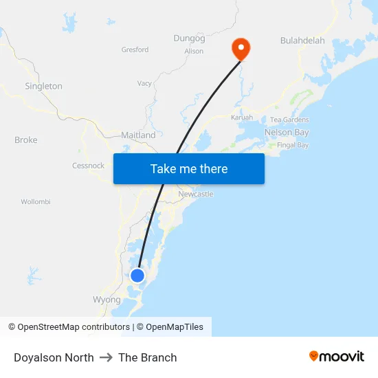 Doyalson North to The Branch map