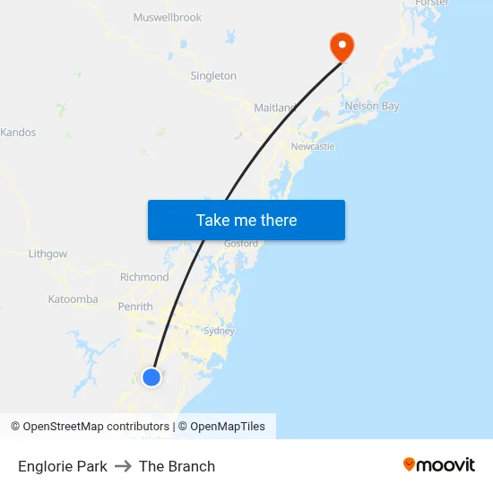 Englorie Park to The Branch map