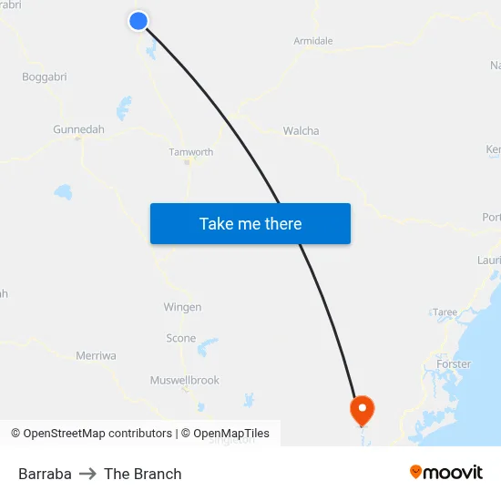 Barraba to The Branch map