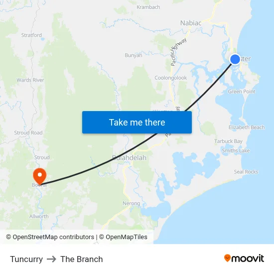 Tuncurry to The Branch map