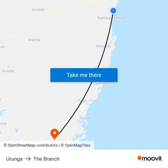 Urunga to The Branch map