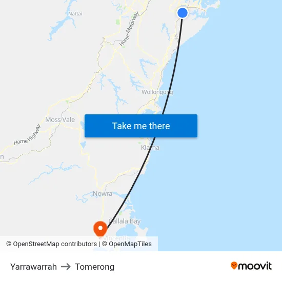 Yarrawarrah to Tomerong map
