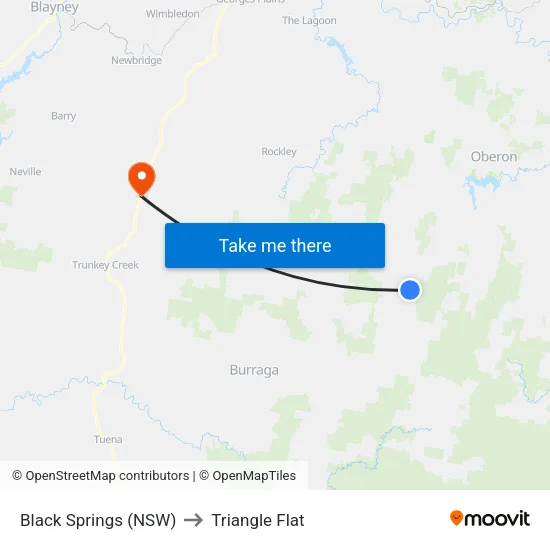 Black Springs (NSW) to Triangle Flat map