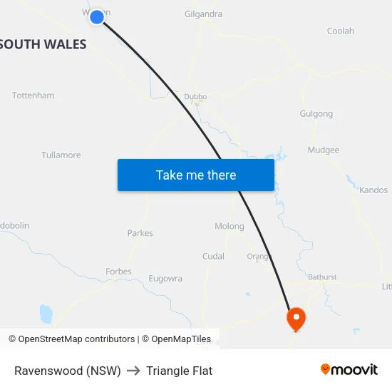 Ravenswood (NSW) to Triangle Flat map