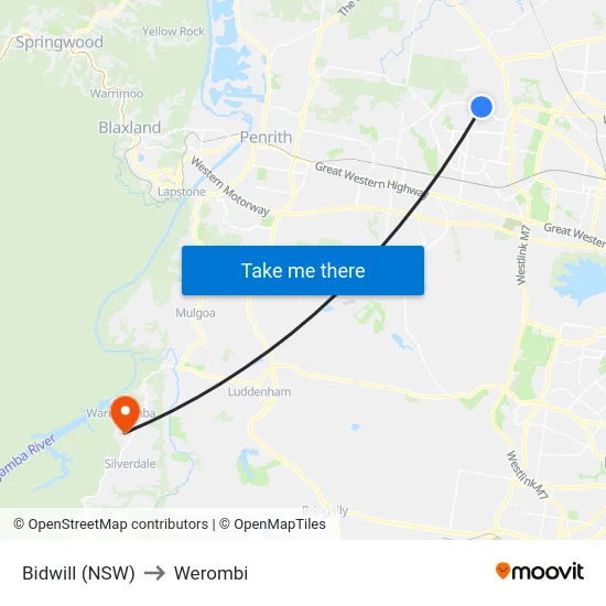 Bidwill (NSW) to Werombi map