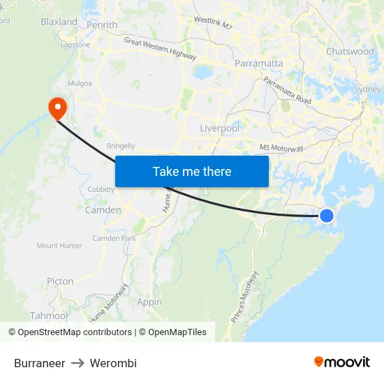 Burraneer to Werombi map