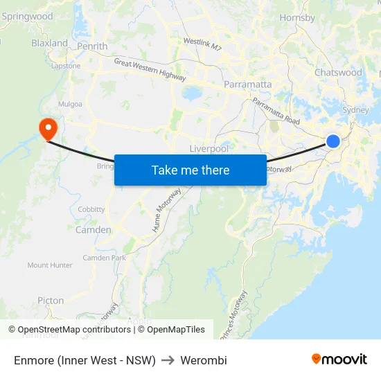 Enmore (Inner West - NSW) to Werombi map