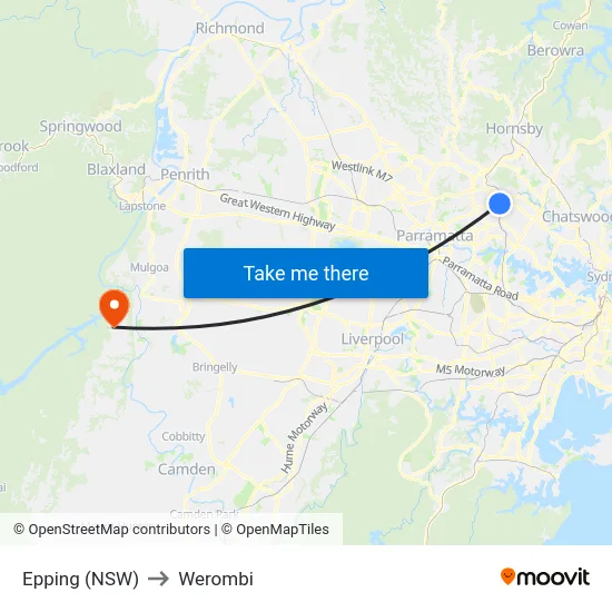 Epping (NSW) to Werombi map