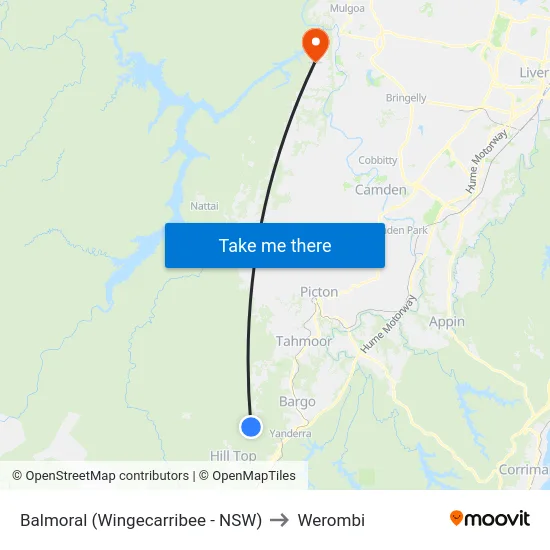 Balmoral (Wingecarribee - NSW) to Werombi map