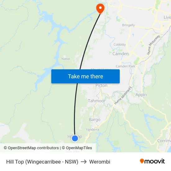 Hill Top (Wingecarribee - NSW) to Werombi map