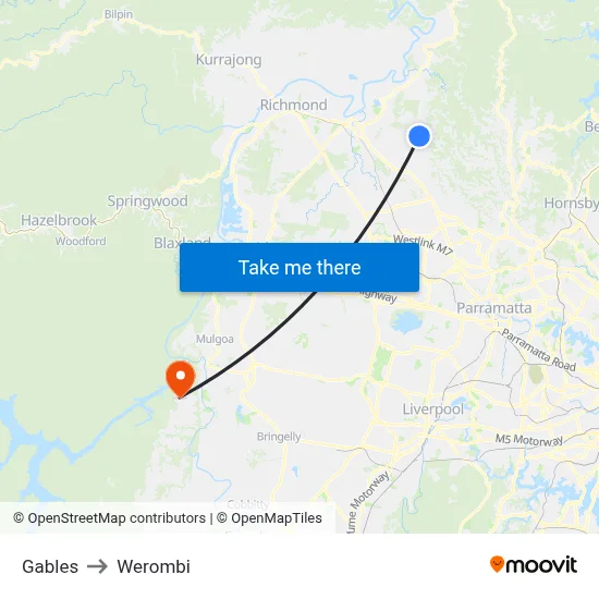 Gables to Werombi map