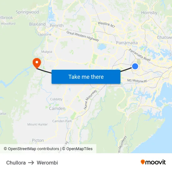 Chullora to Werombi map