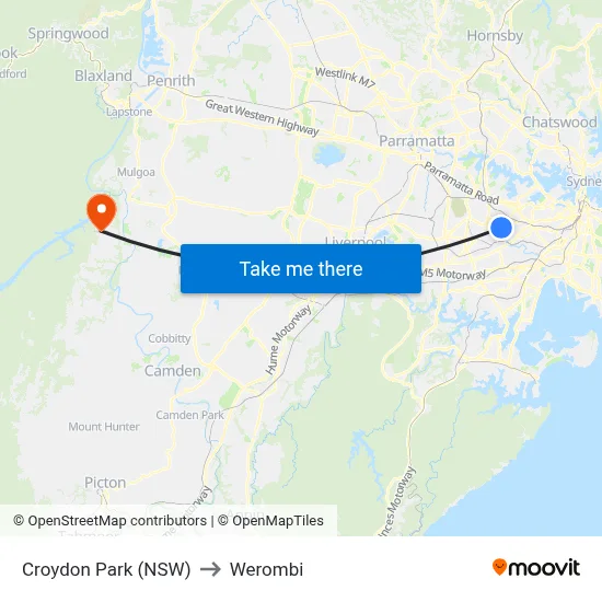 Croydon Park (NSW) to Werombi map