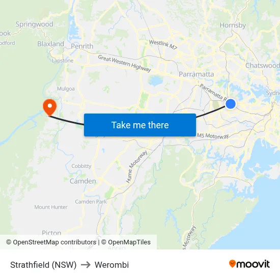 Strathfield (NSW) to Werombi map