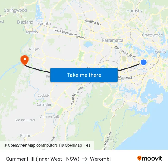 Summer Hill (Inner West - NSW) to Werombi map