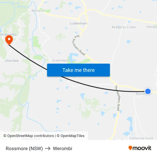 Rossmore (NSW) to Werombi map