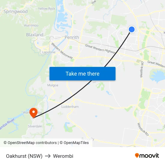Oakhurst (NSW) to Werombi map