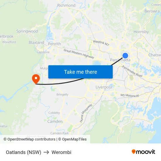Oatlands (NSW) to Werombi map