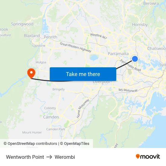 Wentworth Point to Werombi map