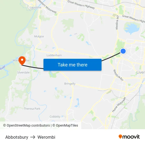 Abbotsbury to Werombi map