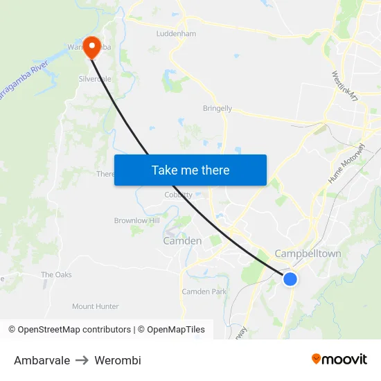 Ambarvale to Werombi map