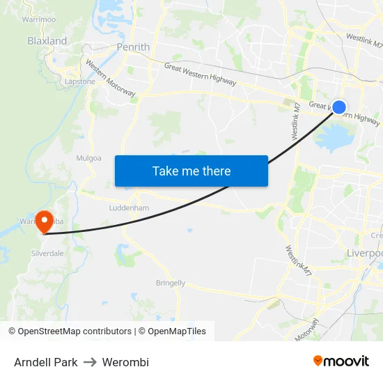 Arndell Park to Werombi map