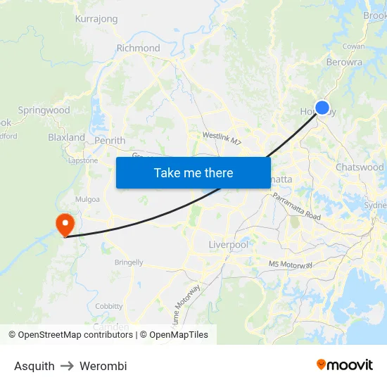 Asquith to Werombi map