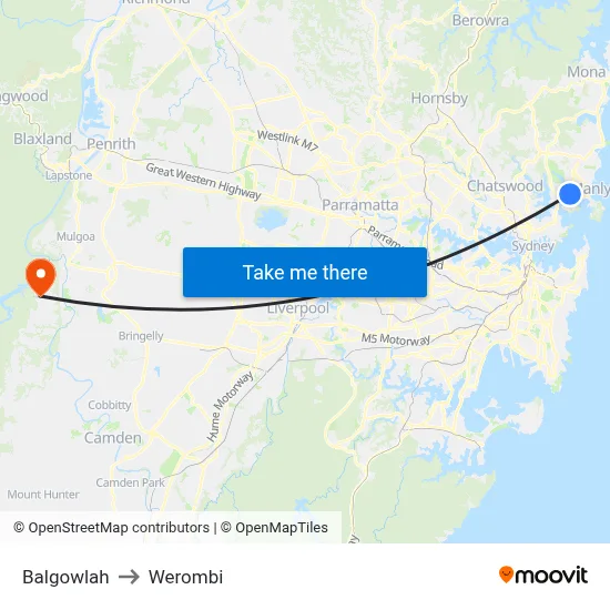 Balgowlah to Werombi map