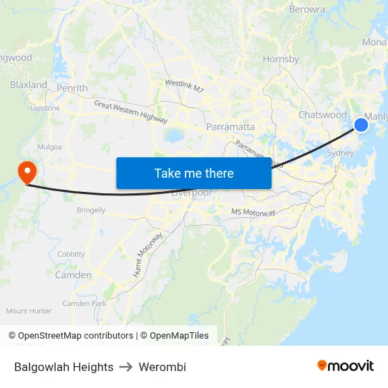 Balgowlah Heights to Werombi map