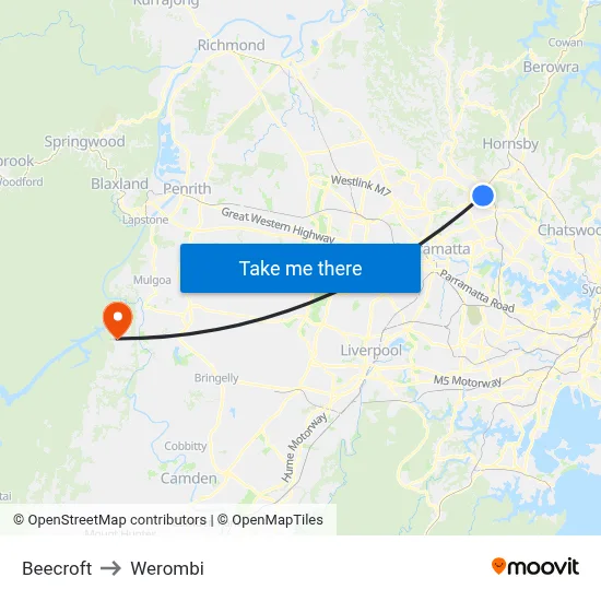 Beecroft to Werombi map