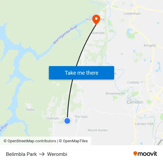 Belimbla Park to Werombi map