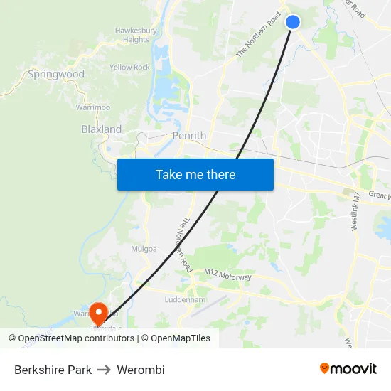 Berkshire Park to Werombi map