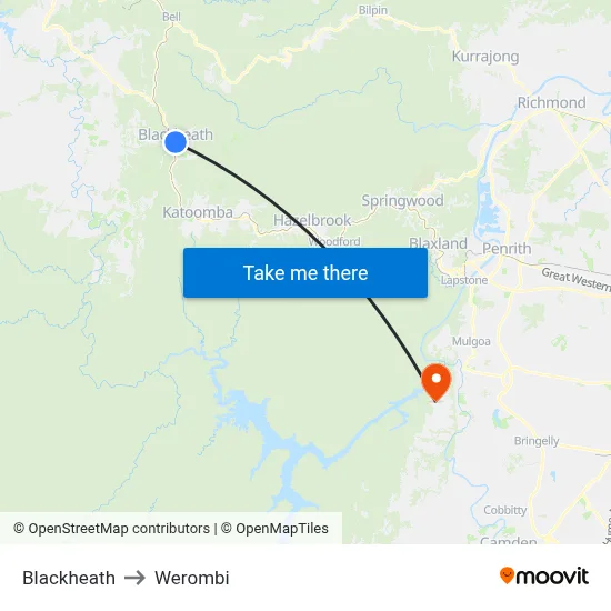 Blackheath to Werombi map