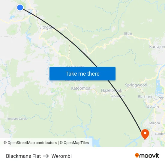 Blackmans Flat to Werombi map