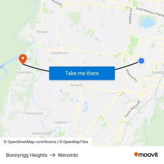Bonnyrigg Heights to Werombi map