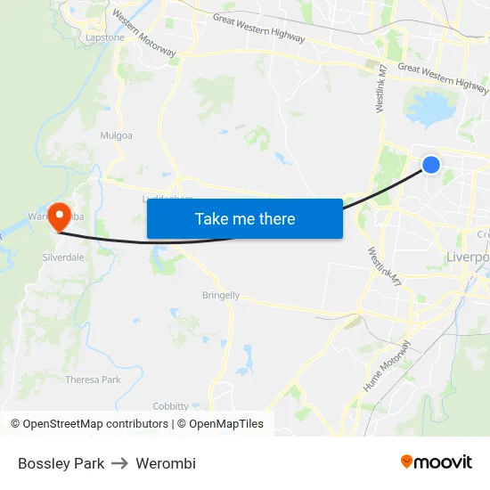Bossley Park to Werombi map